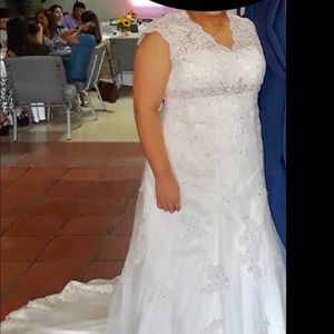 Lace wedding. Dress ( 16w) altered with veil